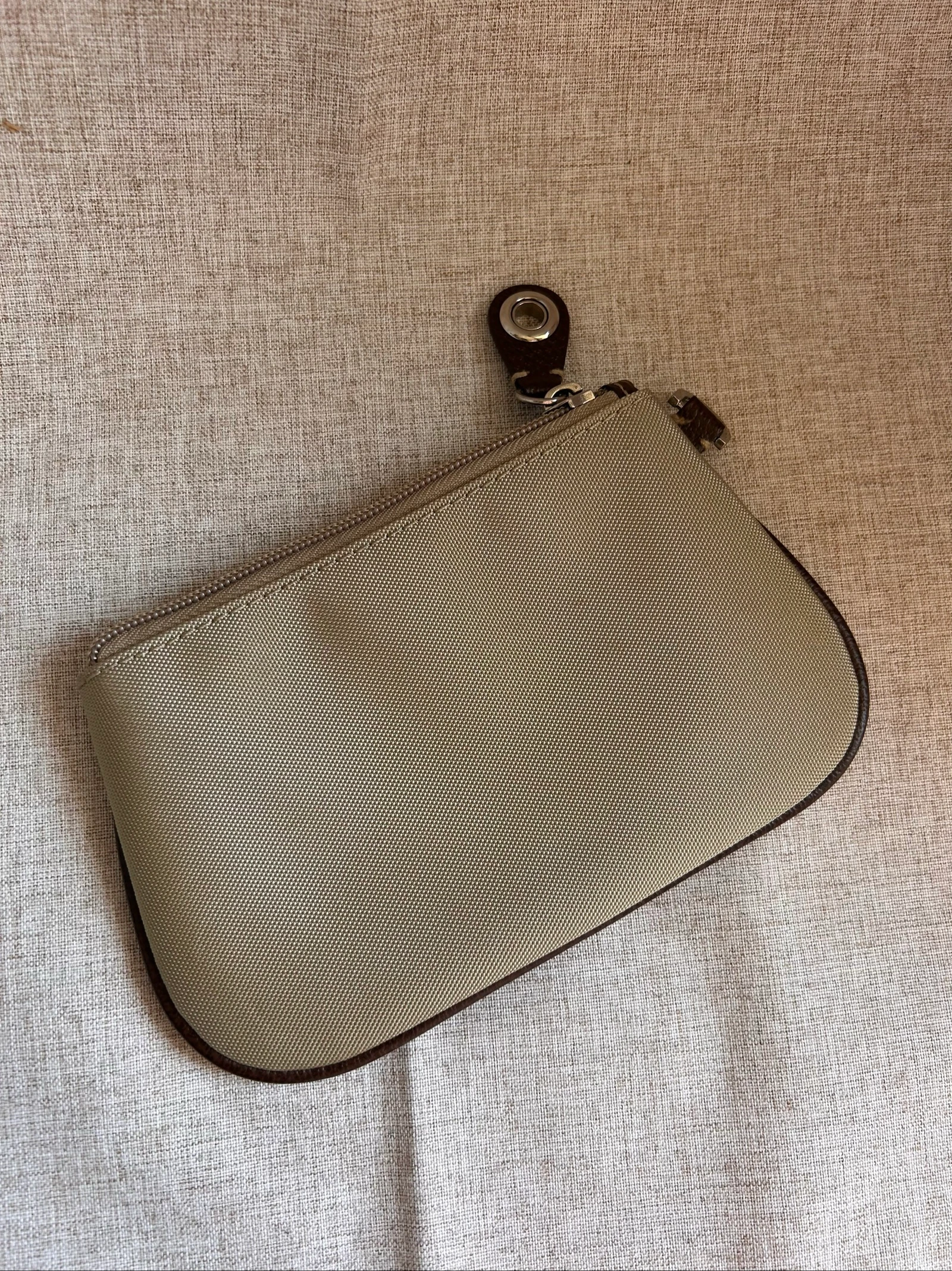 LANCEL pouch / toiletry bag in beige canvas with leather trim – photo 2